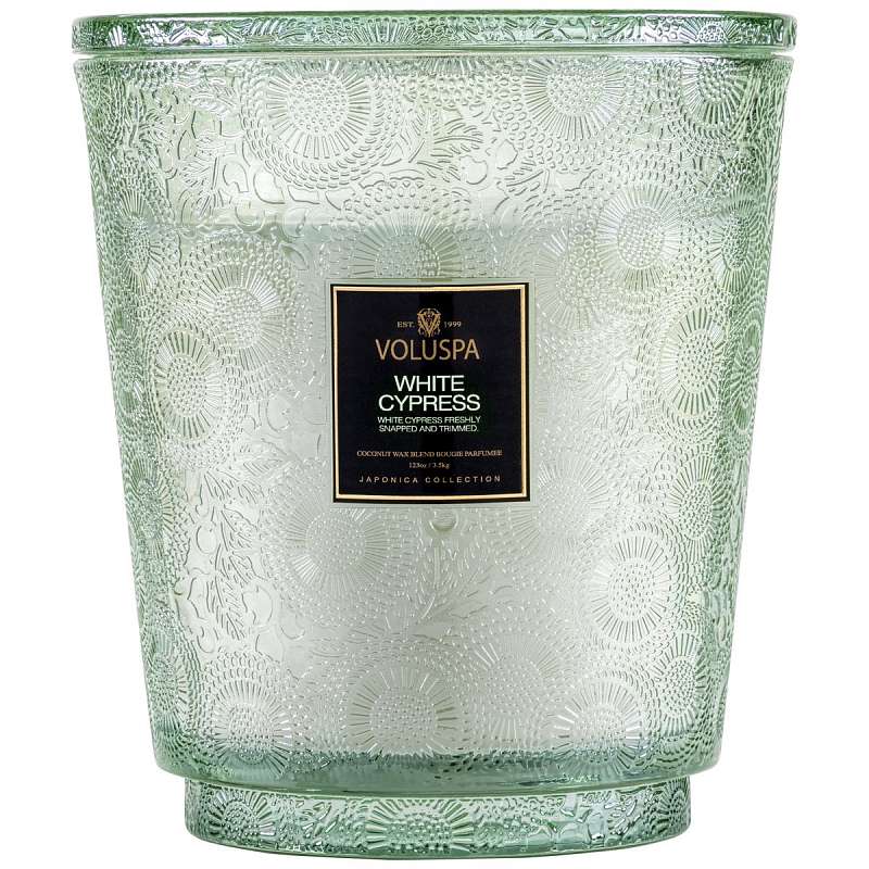 5 Wick Hearth Glass White Cypress - 5 wick hearth